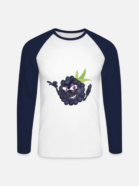 blackberry - Unisex Long Sleeve Baseball T-Shirt - white/navy
