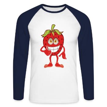 Fraise - T-shirt baseball manches longues Homme - blanc/marine - Devant - Nik (191cm)
