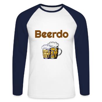 Beerdo; weirdo; crazy; beer; Beer lovers - Unisex Long Sleeve Baseball T-Shirt - white/navy - Front - Nik (191cm)