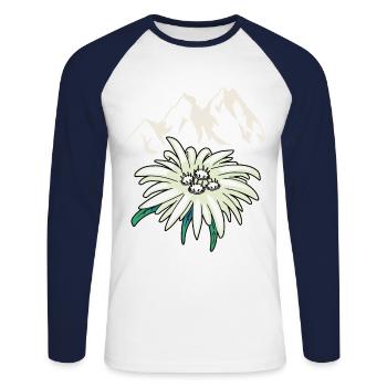 Mountains mountains peaks Edelweiß Blume Tirol - Unisex Long Sleeve Baseball T-Shirt - white/navy - Front - Nik (191cm)