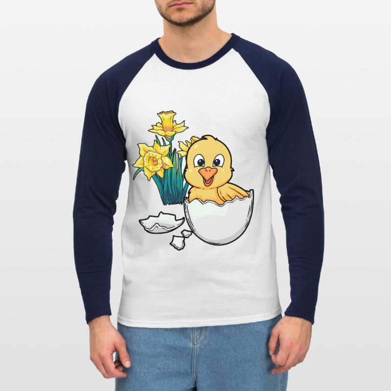 Joyeux Easter Chicks Easter Egg Kids Bébé Chick Egg Egg T-shirt baseball manches longues Homme