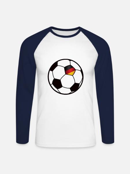 Football Germany - Unisex Long Sleeve Baseball T-Shirt - white/navy