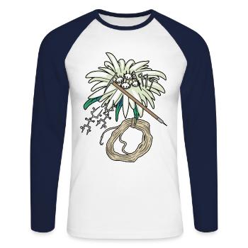Mountaineer Outdoor Edelweiss Mountaineering Tyrol - Unisex Long Sleeve Baseball T-Shirt - white/navy - Front - Nik (191cm)