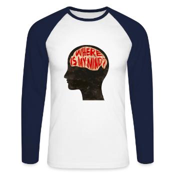 Où est mon esprit - T-shirt baseball manches longues Homme - blanc/marine - Devant - Nik (191cm)