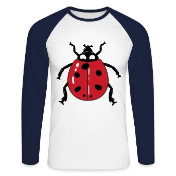 Mai Coccinelle Coccinelle Porte-bonheur Printemps Pâques - T-shirt baseball manches longues Homme - blanc/marine - Devant - Nik (191cm)