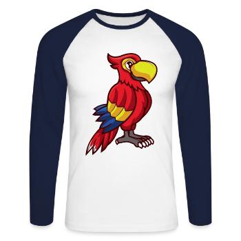 Papagei - Unisex Baseballshirt langarm - Weiß/Navy - Vorne - Nik (191cm)