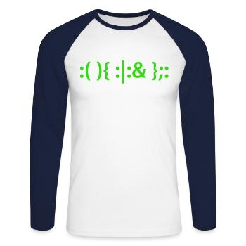 Bash Fork Bomb Shirt for Linux Unix Geeks - Unisex Baseballshirt langarm - Weiß/Navy - Vorne - Nik (191cm)