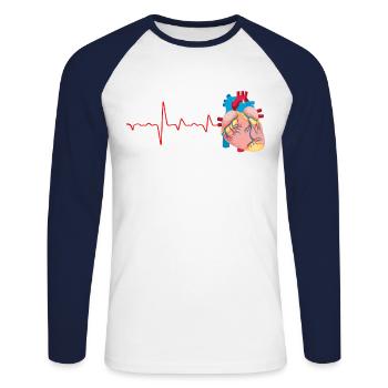 Herzanatomie Kardiologen Hemd - Unisex Baseballshirt langarm - Weiß/Navy - Vorne - Nik (191cm)