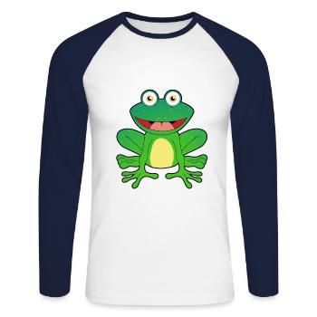 Frosch Frösche Amphibie König Traummann Kinder - Unisex Baseballshirt langarm - Weiß/Navy - Vorne - Nik (191cm)