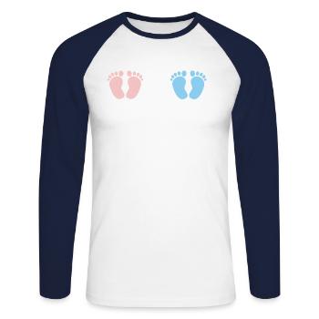 Heartbeat EKG twin mother twin père tea - T-shirt baseball manches longues Homme - blanc/marine - Devant - Nik (191cm)