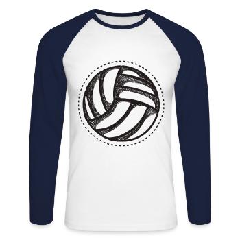 Ballon de water polo - T-shirt baseball manches longues Homme - blanc/marine - Devant - Nik (191cm)