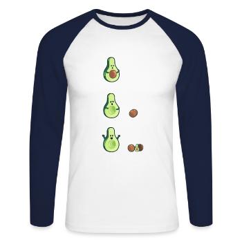 Avocat Grossesse Naissance Bébé Enfant - T-shirt baseball manches longues Homme - blanc/marine - Devant - Nik (191cm)