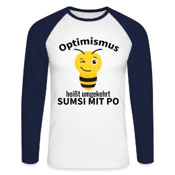 Sumsi mit Po Optimismus Imker Bienen Honig Spaß - Unisex Baseballshirt langarm - Weiß/Navy - Vorne - Nik (191cm)