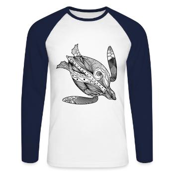 turtle - Unisex Long Sleeve Baseball T-Shirt - white/navy - Front - Nik (191cm)