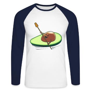 Kanu Avocado Rudern Boot Spaßig Lustig Fantasy - Unisex Baseballshirt langarm - Weiß/Navy - Vorne - Nik (191cm)