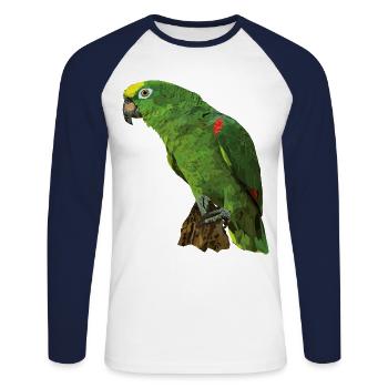 Yellow-crowned Parrot - Unisex Long Sleeve Baseball T-Shirt - white/navy - Front - Nik (191cm)