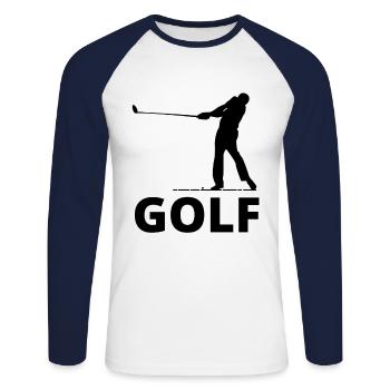 golf - Unisex Long Sleeve Baseball T-Shirt - white/navy - Front - Nik (191cm)