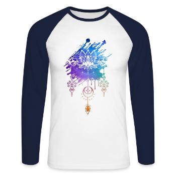 YOGA, yoga, meditation, gift, gift idea - Unisex Long Sleeve Baseball T-Shirt - white/navy - Front - Nik (191cm)
