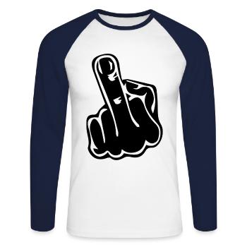 Révolution de doigt du milieu cadeau anti démo - T-shirt baseball manches longues Homme - blanc/marine - Devant - Nik (191cm)