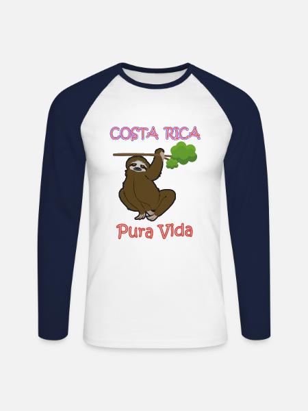 Costa Rica - Unisex Baseballshirt langarm - Weiß/Navy