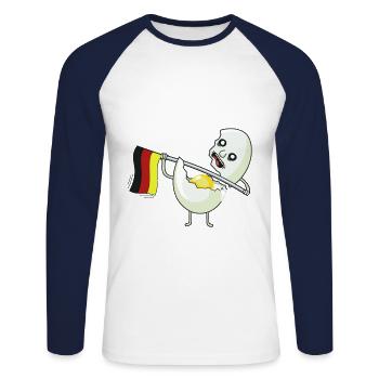 German Soft Egg Germany Flag Fun Flag - Unisex Long Sleeve Baseball T-Shirt - white/navy - Front - Nik (191cm)