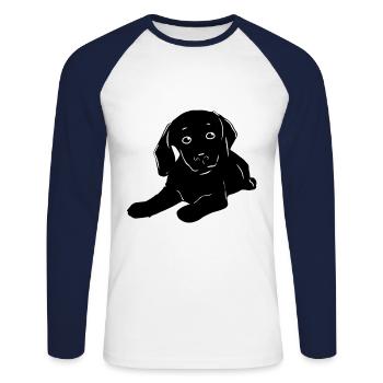 Chiens Bébé Chien Animaux De compagnie Enfants Enfant Chien - T-shirt baseball manches longues Homme - blanc/marine - Devant - Nik (191cm)