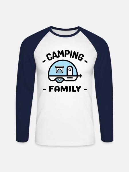 CAMPING FAMILY - Unisex Long Sleeve Baseball T-Shirt - white/navy