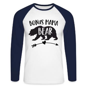 Bonus mama bear - stepmother - Unisex Long Sleeve Baseball T-Shirt - white/navy - Front - Nik (191cm)