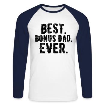 Best bonus dad ever - stepfather father's day - Unisex Long Sleeve Baseball T-Shirt - white/navy - Front - Nik (191cm)