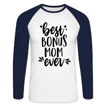 Beste Bonus-Mama aller Zeiten - Stiefmutter - Unisex Baseballshirt langarm - Weiß/Navy - Vorne - Nik (191cm)