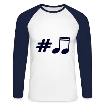 Music - Music Note - Unisex Long Sleeve Baseball T-Shirt - white/navy - Front - Nik (191cm)