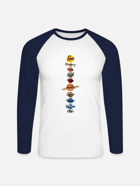Sonnensystem Astronomie Liebesgeschenk - Unisex Baseballshirt langarm - Weiß/Navy