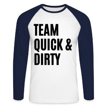 TEAM QUICK &DIRTY - T-shirt baseball manches longues Homme - blanc/marine - Devant - Nik (191cm)