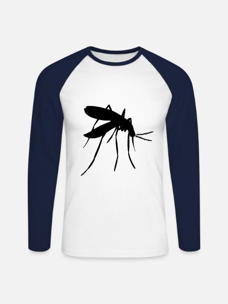 Myggmygg insekt mygg insekter sommer - Langermet baseball-skjorte for menn - hvit/marine