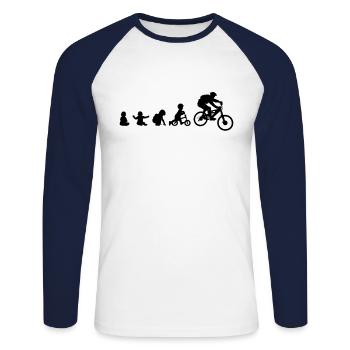 Baby Downhill Evolution I Geschenkidee Freeride - Unisex Baseballshirt langarm - Weiß/Navy - Vorne - Nik (191cm)