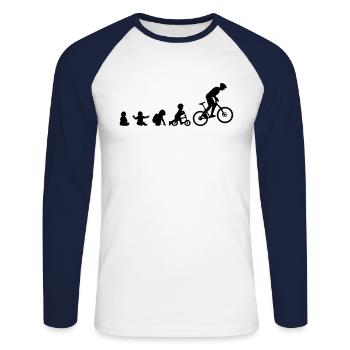 Baby Mountainbike Evolution I Geschenkidee Lustig - Unisex Baseballshirt langarm - Weiß/Navy - Vorne - Nik (191cm)