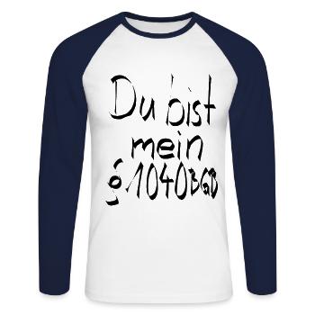 Du bist mein Schatz jura - Unisex Baseballshirt langarm - Weiß/Navy - Vorne - Nik (191cm)