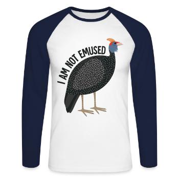 Emu Vogel lustiger Spruch - Unisex Baseballshirt langarm - Weiß/Navy - Vorne - Nik (191cm)