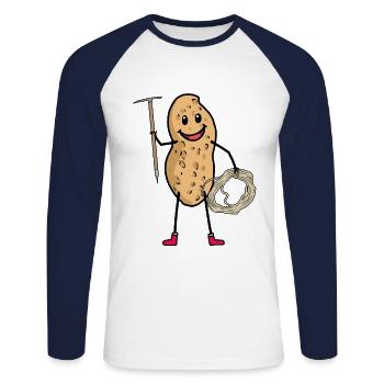 Peanut climber sport extrême rappel en plein air - T-shirt baseball manches longues Homme - blanc/marine - Devant - Nik (191cm)