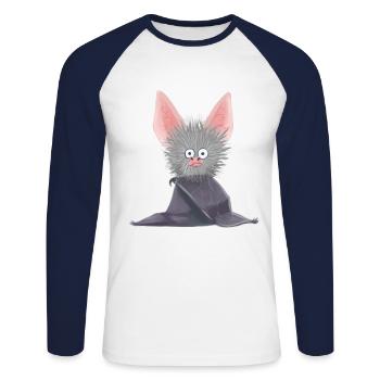 Fledermaus Nachtschwärmer Blutsauger Wildtier Baby - Unisex Baseballshirt langarm - Weiß/Navy - Vorne - Nik (191cm)