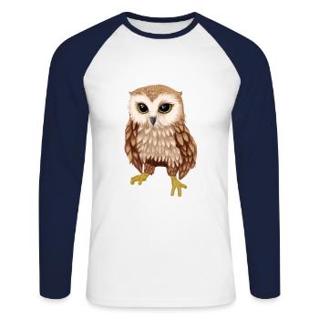 Owl wild animals forest animals owls zoology nocturnal - Unisex Long Sleeve Baseball T-Shirt - white/navy - Front - Nik (191cm)