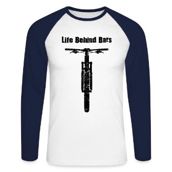 Life Behind Bars Fahrradfahrer Rad Biker MTB Gesch - Unisex Baseballshirt langarm - Weiß/Navy - Vorne - Nik (191cm)