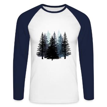 Forêt Noire blanc Nature Nature Sapin Sapin - T-shirt baseball manches longues Homme - blanc/marine - Devant - Nik (191cm)