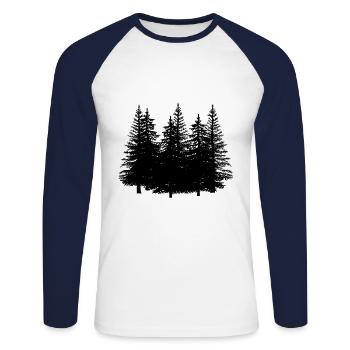 Forêt noir nature conifères arbres arbres - T-shirt baseball manches longues Homme - blanc/marine - Devant - Nik (191cm)