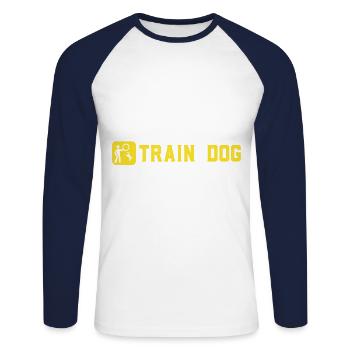 Eat Sleep Dog Trainer Repeat Gifts - Unisex Long Sleeve Baseball T-Shirt - white/navy - Front - Nik (191cm)