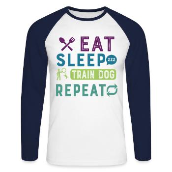 Eat Sleep Dog Trainer Repeat Funny Dog Trainer - Unisex Long Sleeve Baseball T-Shirt - white/navy - Front - Nik (191cm)