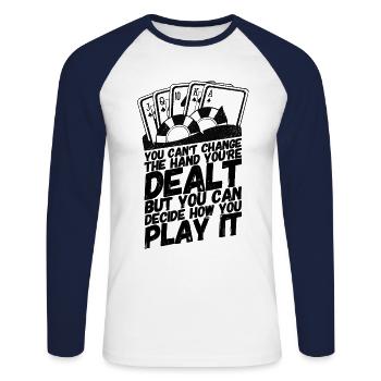 Les cartes de poker poker citent les paroles - T-shirt baseball manches longues Homme - blanc/marine - Devant - Nik (191cm)