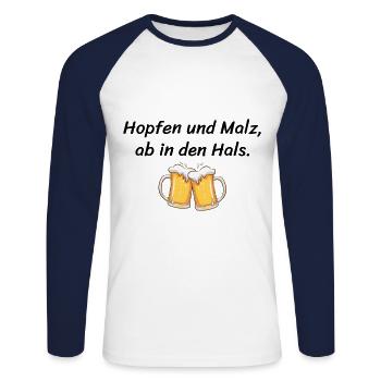 Bier Spruch - Unisex Baseballshirt langarm - Weiß/Navy - Vorne - Nik (191cm)