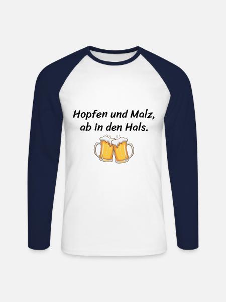Bier Spruch - Unisex Baseballshirt langarm - Weiß/Navy
