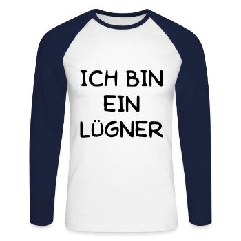 ich bin ein lügner luegner schwindler betrüger - Unisex Baseballshirt langarm - Weiß/Navy - Vorne - Nik (191cm)
